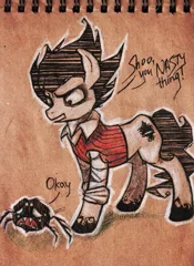 Size: 437x600 | Tagged: safe, artist:s-jesso, derpibooru import, ponified, pony, don't starve, traditional art, wilson (don't starve)