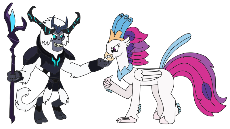 Size: 3264x1836 | Tagged: adorabolical, angry, artist:supahdonarudo, classical hippogriff, clenched fist, clenched teeth, cute, derpibooru import, hand on chin, hippogriff, madorable, my little pony: the movie, novobetes, queen novo, raised fist, safe, shaking fist, showdown, simple background, staff, staff of sacanas, stormabetes, storm king, taunting, this will end in pain and/or death, transparent background, yeti