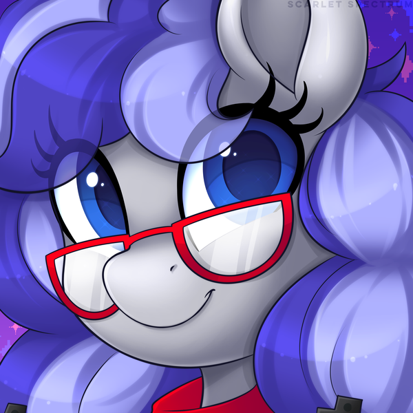 Size: 5000x5000 | Tagged: safe, artist:scarlet-spectrum, derpibooru import, oc, oc:cinnabyte, earth pony, pony, adorkable, bandana, cute, daaaaaaaaaaaw, dork, eye clipping through hair, female, glasses, icon, mare, ocbetes, smiling