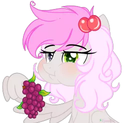Size: 2409x2374 | Tagged: safe, artist:2pandita, derpibooru import, oc, oc:pandita, pegasus, pony, base used, eating, female, food, grapes, heterochromia, mare, simple background, solo, transparent background, wing hands, wings
