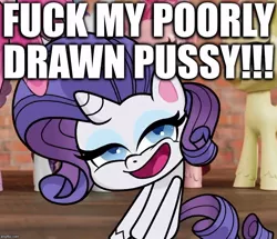 Size: 781x672 | Tagged: suggestive, derpibooru import, edit, edited screencap, editor:useraccount, screencap, rarity, alicorn, pony, unicorn, my little pony: pony life, bedroom eyes, caption, cropped, drama, excessive exclamation marks, female, image macro, implied sex, looking at you, mare, pony life drama, reveal the magic, solo focus, text, vulgar