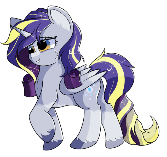 Size: 923x866 | Tagged: safe, artist:rainbowtashie, derpibooru import, derpy hooves, rarity, oc, pegasus, pony, unicorn, clumsy, commissioner:bigonionbean, cross-eyed, cute, fabulous, female, fusion, mare, muzzle markings