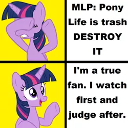 Size: 1024x1024 | Tagged: safe, artist:luckreza8, derpibooru import, twilight sparkle, twilight sparkle (alicorn), alicorn, pony, my little pony: pony life, drake, female, hotline bling, mare, meme, solo