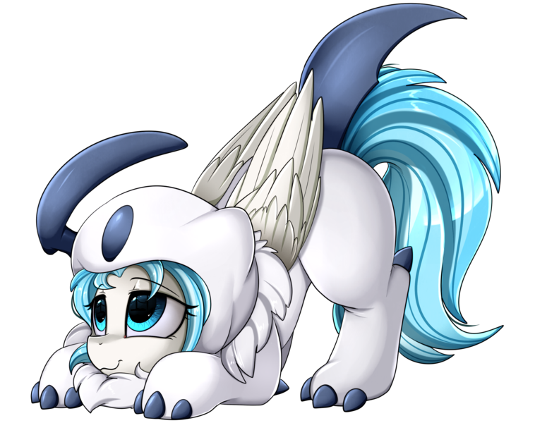 Size: 3030x2400 | Tagged: safe, artist:pridark, derpibooru import, oc, oc:lesa castle, unofficial characters only, absol, pony, adorable face, clothes, commission, costume, crossover, cute, daaaaaaaaaaaw, high res, nintendo, ocbetes, pokémon, simple background, solo, transparent background