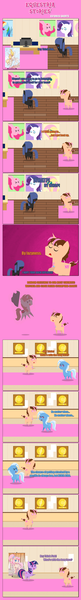 Size: 1205x8874 | Tagged: safe, artist:estories, artist:musicfirewind, derpibooru import, derpy hooves, fluttershy, pinkie pie, rainbow dash, rarity, trixie, twilight sparkle, twilight sparkle (alicorn), oc, oc:neigh sayer, oc:steamy, oc:think pink, alicorn, earth pony, pony, unicorn, female, hat, male, mare, pointy ponies, stallion