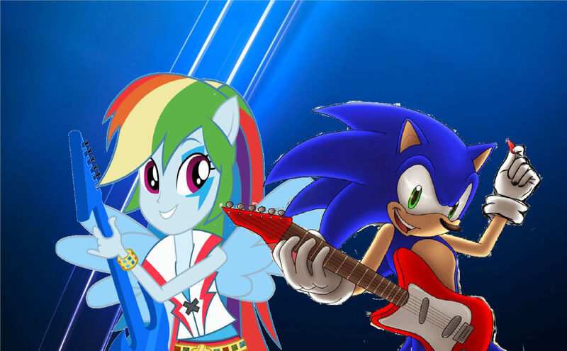 Size: 3032x1876 | Tagged: safe, artist:brandonale, derpibooru import, rainbow dash, equestria girls, rainbow rocks, copy and paste, crossover, guitar, musical instrument, sonic the hedgehog, sonic the hedgehog (series)