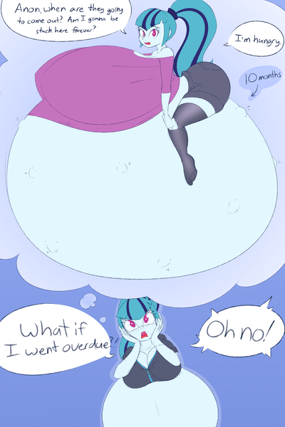 Size: 3000x4500 | Tagged: questionable, artist:funble, derpibooru import, sonata dusk, equestria girls, belly, belly bed, big belly, big breasts, breasts, busty sonata dusk, cleavage, female, huge belly, huge breasts, hyper, hyper belly, hyper breasts, hyper pregnancy, immobile, impossibly large belly, impossibly large breasts, overdue, pregnant, pregnant equestria girls, solo, solo female