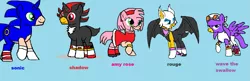 Size: 1497x484 | Tagged: safe, artist:applejack002, artist:pinkiepie-bluestar, artist:softybases, artist:starburstdapony, artist:stryapastylebases, artist:twidashfan1234, derpibooru import, ponified, bat pony, earth pony, pegasus, pony, unicorn, amy rose, base used, bat ponified, image, png, race swap, rouge the bat, shadow the hedgehog, sonic riders, sonic the hedgehog, sonic the hedgehog (series), wave the swallow