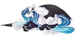 Size: 4826x2310 | Tagged: safe, artist:amazing-artsong, derpibooru import, oc, oc:marie pixel, pegasus, pony, crying, female, high res, mare, prone, simple background, solo, transparent background, two toned wings, wings