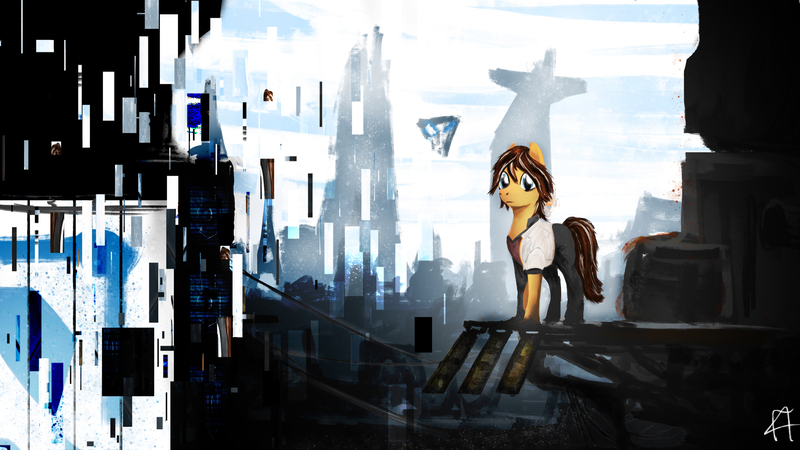 Size: 1920x1080 | Tagged: safe, artist:f4celessart, derpibooru import, ponified, pony, city, cityscape, nilin, remember me