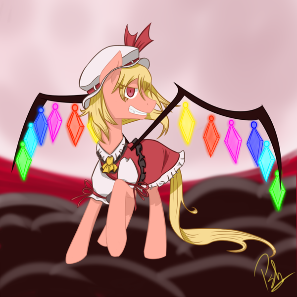 Size: 1000x1000 | Tagged: safe, artist:nikolaz15, derpibooru import, ponified, pony, vampire, flandre scarlet, touhou