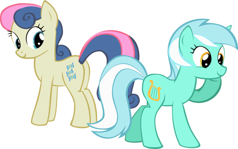 Size: 1838x1153 | Tagged: safe, artist:oceanbreezebrony, derpibooru import, bon bon, lyra heartstrings, sweetie drops, pony, eyes on the prize, female, lesbian, lyrabon, shipping, simple background, transparent background, vector