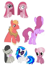 Size: 2059x2912 | Tagged: safe, artist:oceanbreezebrony, derpibooru import, berry punch, berryshine, big macintosh, cheerilee, octavia melody, pinkie pie, vinyl scratch, pony, pinkamena diane pie, simple background, sticker, transparent background