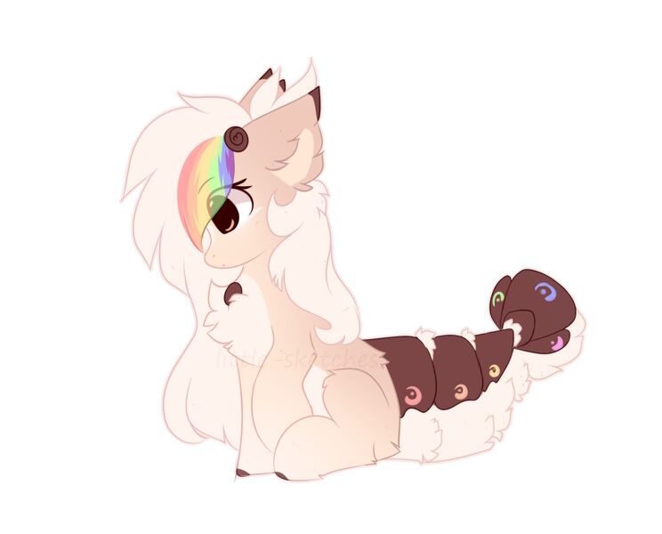 Size: 1600x1291 | Tagged: safe, artist:little-sketches, derpibooru import, oc, original species, pony, suisei pony, chest fluff, ear fluff, female, hair over eyes, simple background, solo, white background