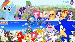 Size: 4131x2351 | Tagged: alicorn, amy rose, applejack, artist:trungtranhaitrung, blaze the cat, chao, cheese chao, crossover, derpibooru import, dragon, fluttershy, knuckles the echidna, mane seven, mane six, miles "tails" prower, pinkie pie, rainbow dash, rarity, rouge the bat, safe, shadow the hedgehog, silver the hedgehog, sonic the hedgehog, sonic the hedgehog (series), spike, starlight glimmer, sunset shimmer, twilight sparkle, twilight sparkle (alicorn), winged spike
