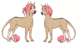 Size: 1337x787 | Tagged: safe, artist:askbubblelee, derpibooru import, oc, oc:jasper quartz, oc:sunstone quartz, unofficial characters only, pony, unicorn, brothers, glasses, leonine tail, male, siblings, simple background, smiling, stallion, twins, white background