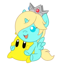 Size: 500x550 | Tagged: safe, artist:perfectpinkwater, derpibooru import, ponified, pony, baby, baby pony, baby rosalina, crossover, luma, rosalina, simple background, super mario bros., super mario galaxy, transparent background