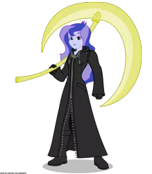 Size: 2409x2754 | Tagged: safe, artist:gamerpen, derpibooru import, princess luna, equestria girls, clothes, commission, crossover, disney, female, high res, kingdom hearts, organization xiii, scythe, simple background, solo, transparent background, vice principal luna, video game crossover, weapon