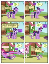 Size: 612x802 | Tagged: safe, artist:newbiespud, artist:winged cat, derpibooru import, edit, edited screencap, screencap, pinkie pie, twilight sparkle, dragon, earth pony, pony, unicorn, comic:friendship is dragons, too many pinkie pies, collaboration, comic, dialogue, ducking, eyes closed, female, glowing horn, horn, jumping, looking up, male, mare, one eye closed, salute, screencap comic, slit eyes, unicorn twilight, wink