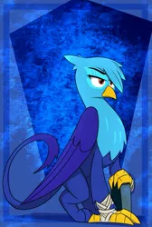 Size: 733x1091 | Tagged: safe, artist:flylash6009, derpibooru import, oc, oc:gnash, gryphon, bangs, griffon oc, solo, sports tape, spray can, unamused