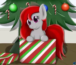 Size: 714x607 | Tagged: safe, artist:cloufy, derpibooru import, oc, oc:solarswing, pegasus, pony, christmas, christmas presents, christmas tree, holiday, solo, tree