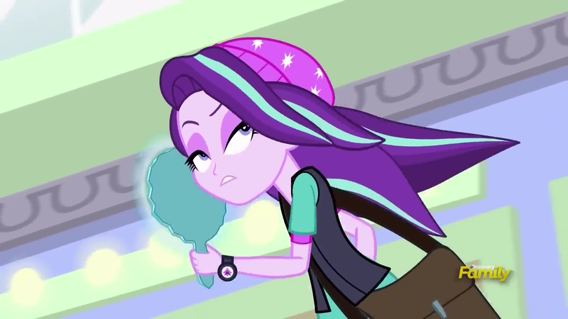 Size: 1920x1080 | Tagged: safe, derpibooru import, screencap, starlight glimmer, equestria girls, mirror magic, spoiler:eqg specials, discovery family logo, solo