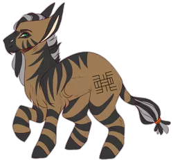 Size: 2353x2178 | Tagged: safe, artist:sleepy-nova, derpibooru import, oc, oc:mponyaji, hybrid, zebra, zebroid, zony, crouching, image, magical lesbian spawn, male, offspring, parent:meadowbrook, parent:zecora, png, roached back, simple background, solo, transparent background