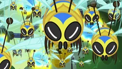 Size: 1280x720 | Tagged: a health of information, bee, derpibooru import, flash bee, insect, safe, screencap, swarm