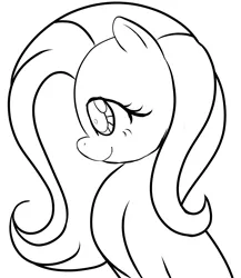 Size: 2000x2300 | Tagged: safe, artist:jessedoodles, derpibooru import, fluttershy, pegasus, pony, black and white, bust, female, grayscale, inktober 2017, lineart, mare, monochrome, profile, smiling, solo