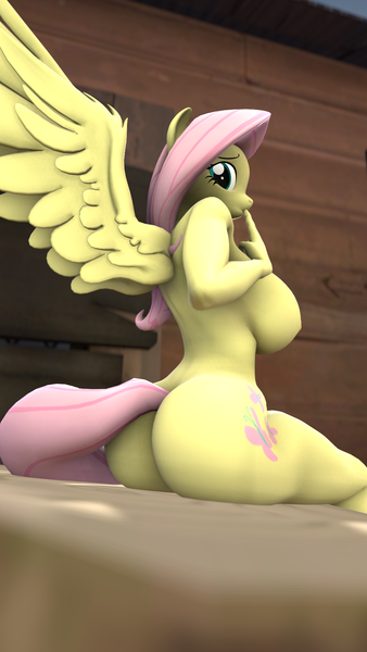 Size: 1080x1920 | Tagged: questionable, artist:camchao, derpibooru import, fluttershy, anthro, bat pony, 3d, ass, big breasts, breasts, busty fluttershy, butt, female, finger in mouth, finger sucking, flutterbat, flutterbutt, looking at you, nipples, nudity, race swap, revamped anthros, revamped ponies, sideboob, sitting, solo, solo female, source filmmaker