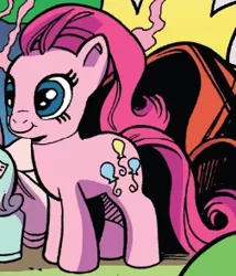 Size: 252x294 | Tagged: cropped, derpibooru import, idw, inanimate tf, pinkie pie, safe, spoiler:comic, spoiler:comic78, toy, transformation