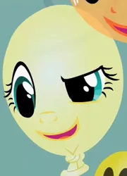 Size: 268x372 | Tagged: safe, derpibooru import, screencap, applejack, fluttershy, pony, the return of harmony, balloon, cropped, discord balloon, solo focus