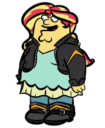 Size: 3300x4000 | Tagged: safe, artist:witchtaunter, derpibooru import, sunset shimmer, equestria girls, equestria girls series, spoiler:eqg series (season 2), absurd resolution, crossover, cursed image, family guy, greatest internet moments, high res, meme, overweight, peter griffin, this is epic, wat