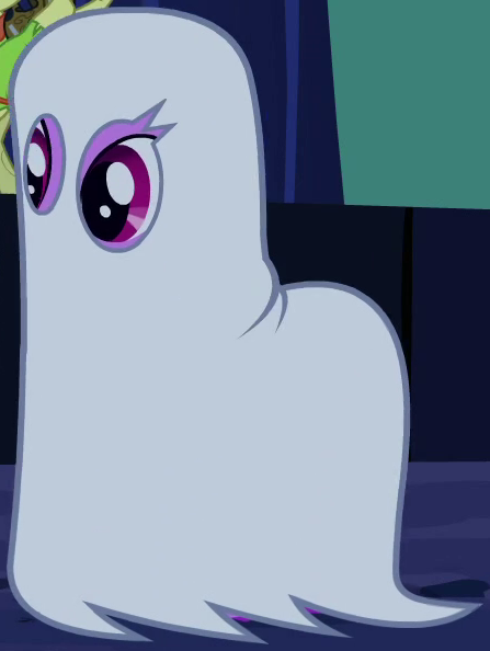 Size: 447x594 | Tagged: safe, derpibooru import, screencap, berry punch, berryshine, earth pony, pony, luna eclipsed, season 2, clothes, costume, cropped, ghost costume, halloween, halloween costume, image, nightmare night, nightmare night costume, png, solo focus