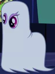 Size: 447x594 | Tagged: safe, derpibooru import, screencap, berry punch, berryshine, pony, luna eclipsed, clothes, costume, cropped, ghost costume, halloween, halloween costume, nightmare night, nightmare night costume, solo focus
