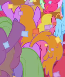 Size: 320x374 | Tagged: safe, derpibooru import, screencap, berry punch, berryshine, earth pony, pony, the return of harmony, alternate hair color, confetti, cropped