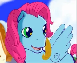 Size: 500x411 | Tagged: safe, derpibooru import, screencap, thistle whistle, pegasus, pony, a very minty christmas, cute, g3, green eyes, happy, solo, thistlebetes