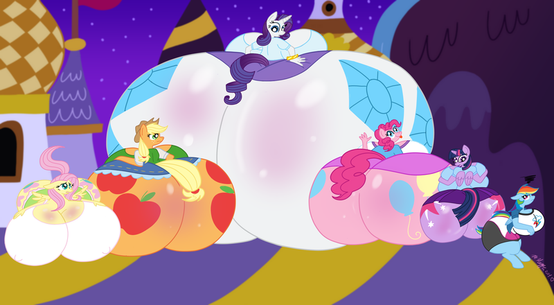 Size: 2331x1282 | Tagged: questionable, artist:necrofeline, banned from derpibooru, deleted from derpibooru, derpibooru import, applejack, fluttershy, pinkie pie, rainbow dash, rarity, twilight sparkle, twilight sparkle (alicorn), alicorn, anthro, bat pony, unguligrade anthro, annoyed, applebutt, ass, balloonbutt, belly, big belly, big breasts, blushing, both cutie marks, breasts, busty applejack, busty fluttershy, busty pinkie pie, busty rainbow dash, busty rarity, busty twilight sparkle, butt, butt envy, butt expansion, butt touch, castle, clothes, equestria girls outfit, erect nipples, fat, female, females only, flutterbat, flutterbutt, growth, hand on butt, hands on breasts, huge belly, huge breasts, huge butt, hyper, hyper breasts, hyper butt, image, impossibly large belly, impossibly large breasts, impossibly large butt, impossibly large thighs, large butt, mane six, nipple outline, obese, overweight, plot, png, race swap, rainbutt dash, rearity, stretched cutie mark, the ass was fat, thighs, thunder thighs, tongue out, twibutt, underwear