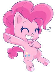 Size: 500x634 | Tagged: safe, artist:mofumofutchi, derpibooru import, pinkie pie, earth pony, pony, my little pony: pony life, chibi, colored hooves, cute, cutie mark, dab, diapinkes, eyes closed, female, looking at you, mare, one eye closed, simple background, smiling, transparent background, unshorn fetlocks, wink