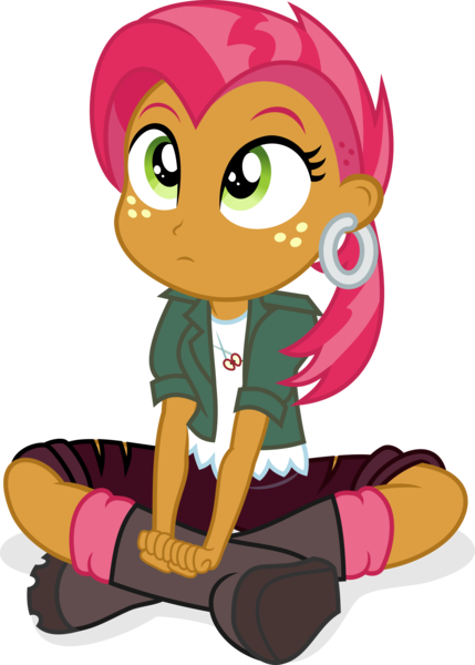 Size: 3165x4426 | Tagged: safe, artist:punzil504, derpibooru import, babs seed, equestria girls, boots, clothes, cute, cutie mark, cutie mark on clothes, ear piercing, earring, equestria girls-ified, jewelry, mohawk, piercing, ripped pants, shoes, shorts