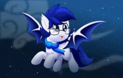 Size: 800x512 | Tagged: safe, artist:jhayarr23, derpibooru import, oc, oc:blitzsnow, bat pony, pony, clothes, glasses, male, movie accurate, scarf, solo, stallion, tongue out