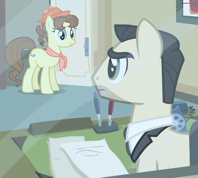 Size: 800x720 | Tagged: safe, derpibooru import, screencap, business savvy, pegasus olsen, peggy holstein, pony, rarity takes manehattan, cropped, don draper, mad men, telephone