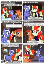 Size: 752x1063 | Tagged: safe, artist:christhes, derpibooru import, oc, oc:gracenote, oc:jade mare, oc:maple leaf, unofficial characters only, changeling, diamond dog, earth pony, pony, unicorn, comic, disguise, disguised changeling, female, jabba's palace, mare, rancor pit, spike's statue, star mares, star wars