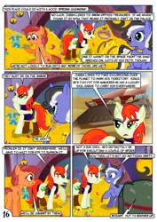 Size: 752x1063 | Tagged: safe, artist:christhes, derpibooru import, oc, oc:gracenote, oc:jade mare, oc:maple leaf, ponified, changeling, earth pony, pony, unicorn, boba fett, butt, comic, disguise, disguised changeling, female, gold, jabba's palace, mare, plot, star mares, star wars