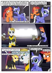 Size: 752x1063 | Tagged: safe, artist:christhes, derpibooru import, oc, oc:gracenote, oc:jade mare, oc:maple leaf, changeling, diamond dog, earth pony, pony, unicorn, comic, disguise, disguised changeling, female, jabba's palace, mare, star mares, star wars, wide eyes