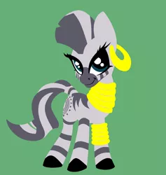 Size: 2776x2928 | Tagged: artist:azdaracylius, colored hooves, cute, derpibooru import, ear piercing, earring, female, green background, high res, jewelry, mare, neck rings, piercing, safe, simple background, smiling, solo, zebra, zecora, zecorable