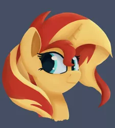 Size: 900x1000 | Tagged: safe, artist:midnight-note, derpibooru import, sunset shimmer, pony, unicorn, bust, cute, portrait, shimmerbetes, simple background, smiling, solo