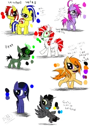 Size: 1000x1400 | Tagged: safe, artist:didun850, derpibooru import, oc, oc:elude, oc:hazy sight, unofficial characters only, bat pony, earth pony, pegasus, pony, unicorn, bat pony oc, bat wings, colt, earth pony oc, eye clipping through hair, female, filly, glowing horn, horn, male, messy mane, pegasus oc, simple background, smiling, transparent background, twins, unicorn oc, walking, wings