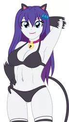 Size: 1337x2331 | Tagged: suggestive, artist:sumin6301, derpibooru import, rarity, cat, equestria girls, adorasexy, animal costume, arm behind head, armpits, bell, bell collar, belly button, bellyring, breasts, busty rarity, cat bell, cat costume, cat ears, cat tail, catgirl, cleavage, clothes, collar, costume, cute, fangs, female, looking at you, panties, piercing, raribetes, raricat, sexy, simple background, smiling, solo, solo female, underwear, white background