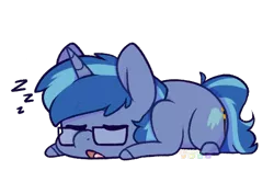 Size: 586x388 | Tagged: artist needed, safe, derpibooru import, oc, oc:blue cola, pony, unicorn, chibi, commission, cutie mark, eyes closed, glasses, male, onomatopoeia, sleeping, solo, sound effects, stallion, ych result, zzz